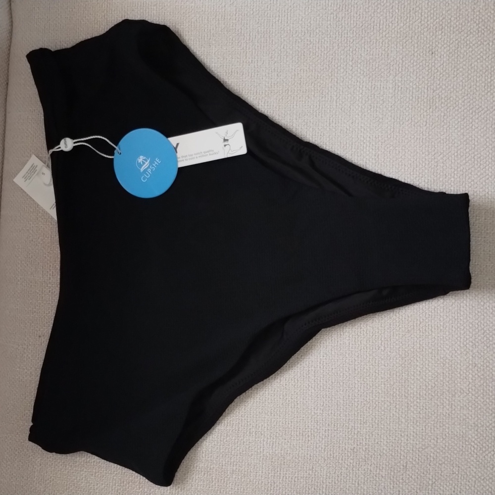 Cupshe Women Bikini Bottom High Waist Black size S